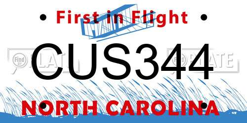 CUS344 North Carolina License Plate