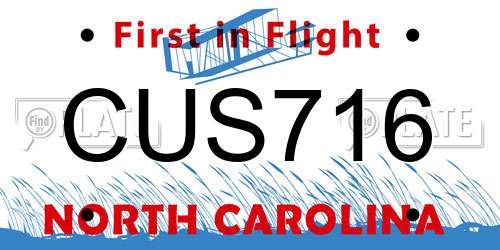 CUS716 North Carolina License Plate