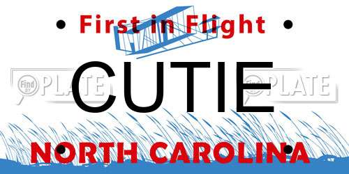 CUTIE North Carolina License Plate