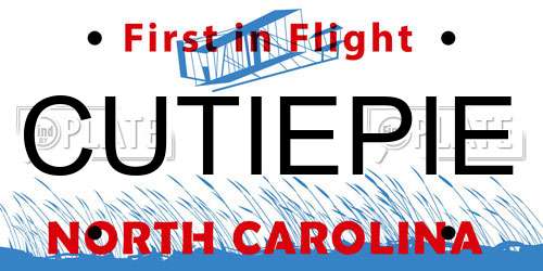 CUTIEPIE North Carolina License Plate