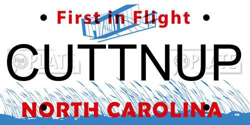 CUTTNUP North Carolina License Plate