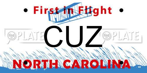 CUZ North Carolina License Plate