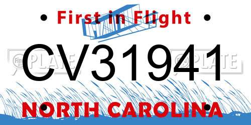 CV31941 North Carolina License Plate