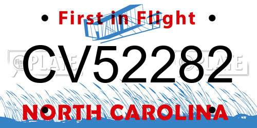 CV52282 North Carolina License Plate