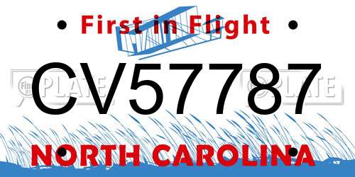 CV57787 North Carolina License Plate