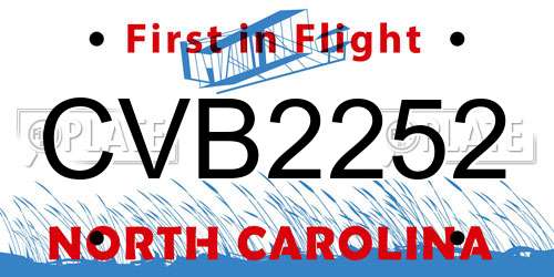 CVB2252 North Carolina License Plate