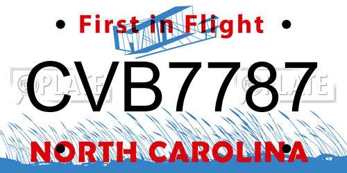 CVB7787 North Carolina License Plate