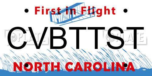 CVBTTST North Carolina License Plate
