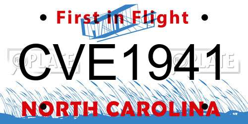 CVE1941 North Carolina License Plate