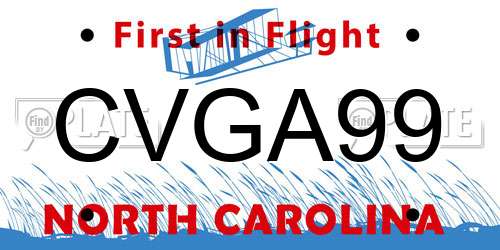 CVGA99 North Carolina License Plate