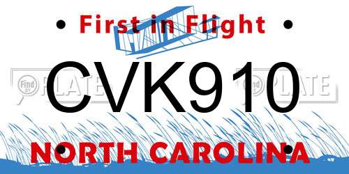 CVK910 North Carolina License Plate