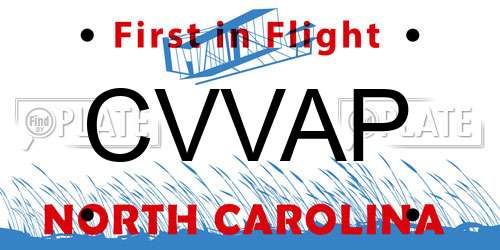 CVVAP North Carolina License Plate