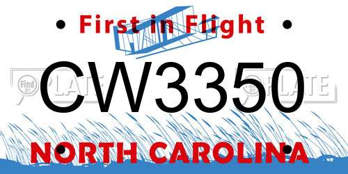 CW3350 North Carolina License Plate