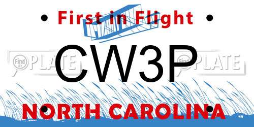 CW3P North Carolina License Plate