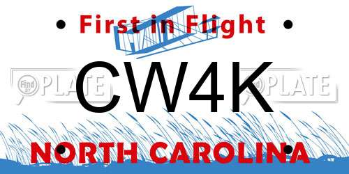 CW4K North Carolina License Plate