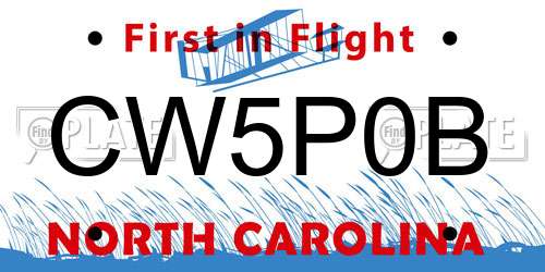 CW5P0B North Carolina License Plate