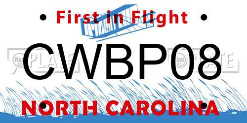 CWBP08 North Carolina License Plate