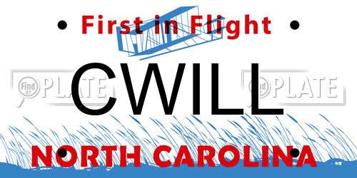 CWILL North Carolina License Plate