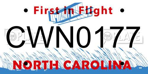 CWN0177 North Carolina License Plate