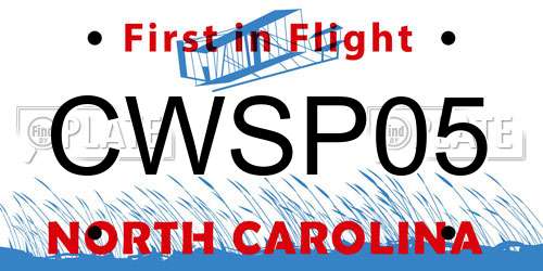 CWSP05 North Carolina License Plate