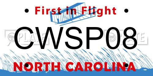 CWSP08 North Carolina License Plate
