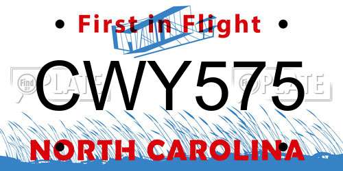 CWY575 North Carolina License Plate