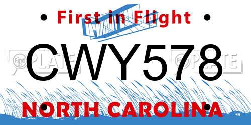 CWY578 North Carolina License Plate