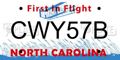 CWY57B North Carolina License Plate