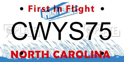 CWYS75 North Carolina License Plate