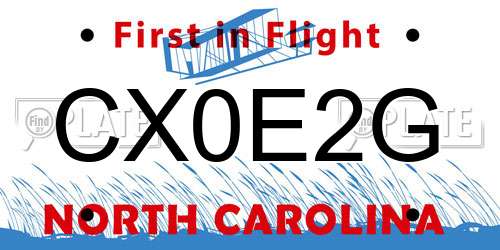 CX0E2G North Carolina License Plate