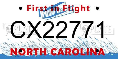 CX22771 North Carolina License Plate