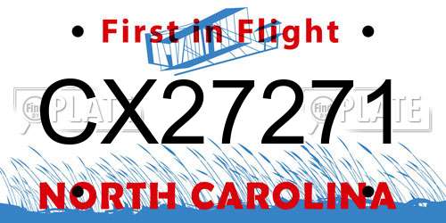 CX27271 North Carolina License Plate
