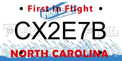 CX2E7B North Carolina License Plate