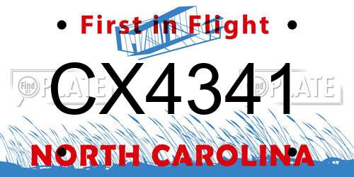 CX4341 North Carolina License Plate