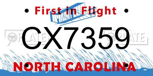 CX7359 North Carolina License Plate
