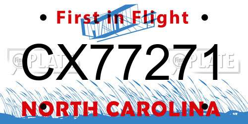 CX77271 North Carolina License Plate