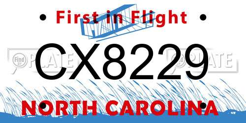 CX8229 North Carolina License Plate