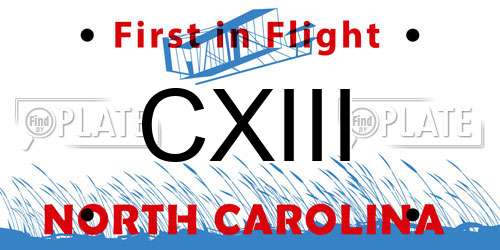 CXIII North Carolina License Plate