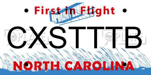 CXSTTTB North Carolina License Plate