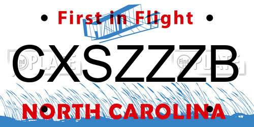 CXSZZZB North Carolina License Plate