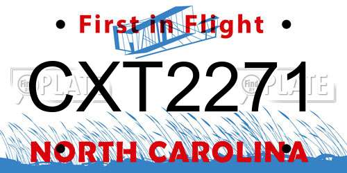 CXT2271 North Carolina License Plate
