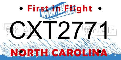 CXT2771 North Carolina License Plate