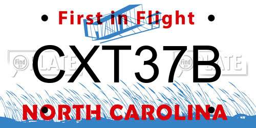 CXT37B North Carolina License Plate