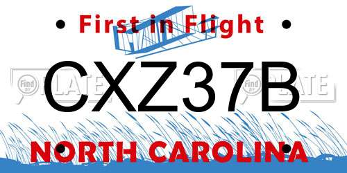 CXZ37B North Carolina License Plate