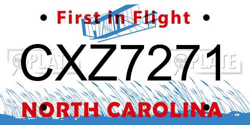 CXZ7271 North Carolina License Plate