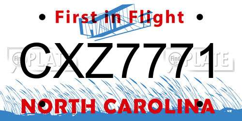 CXZ7771 North Carolina License Plate