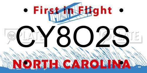 CY8O2S North Carolina License Plate