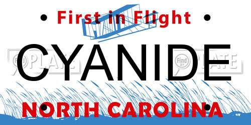 CYANIDE North Carolina License Plate
