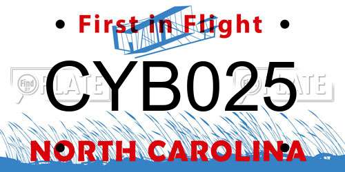CYB025 North Carolina License Plate