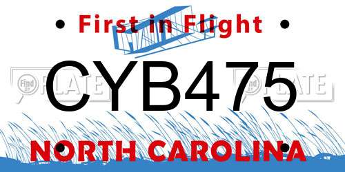CYB475 North Carolina License Plate